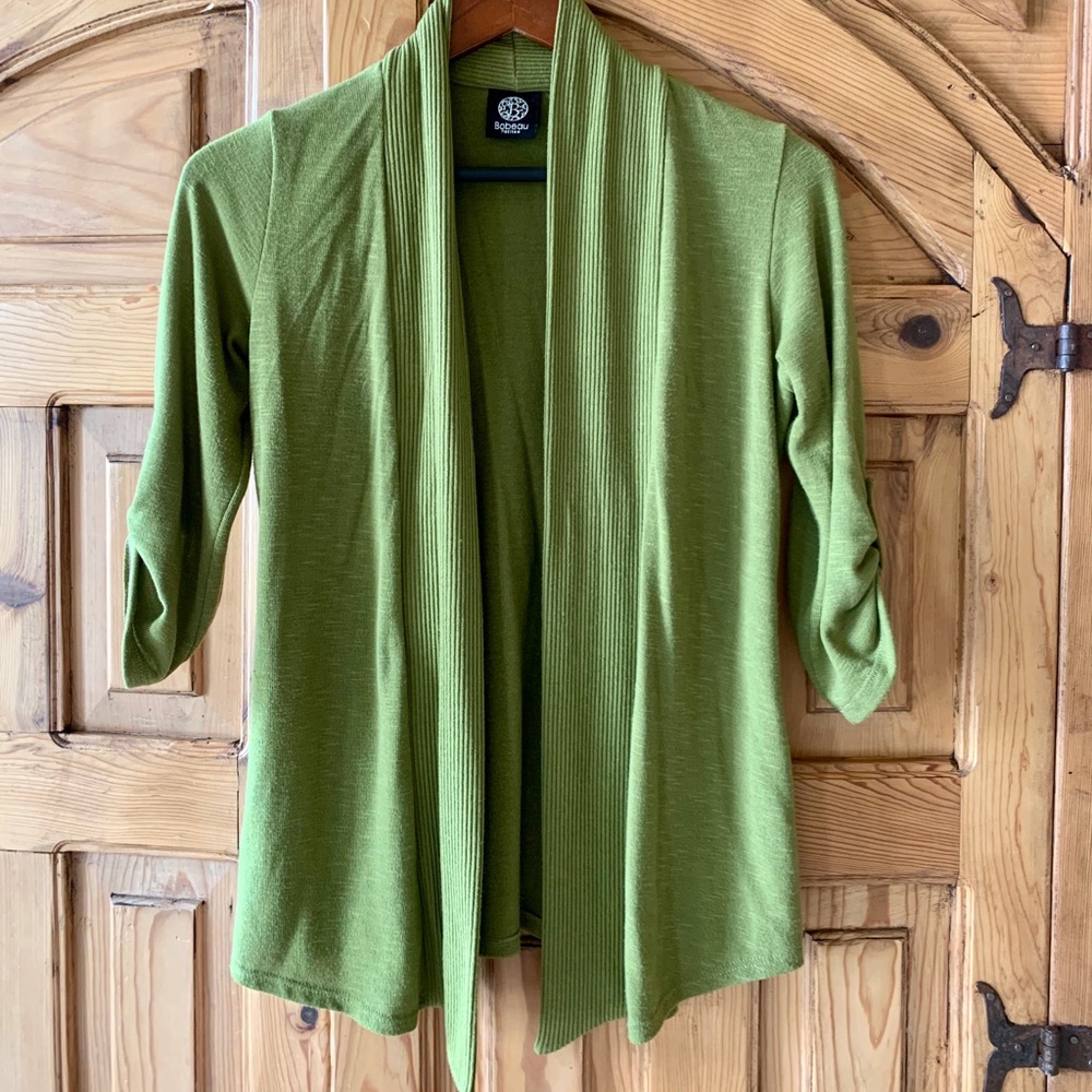 Bobeau // Chartreuse Open Cardigan Size M petite